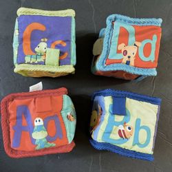 Bright Starts Grab Stack 4x Blocks Toys Soft Baby Letters Number