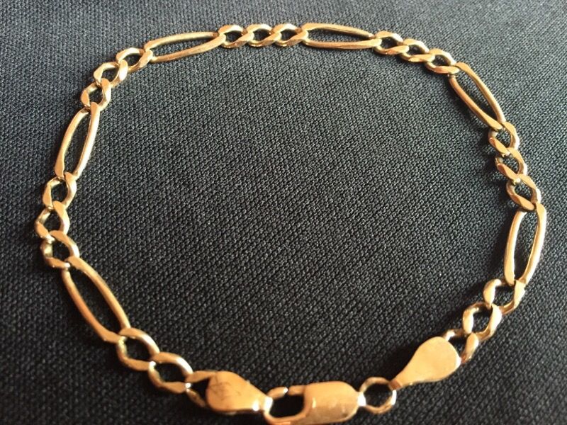 14k solid gold figaro bracelet 5mm