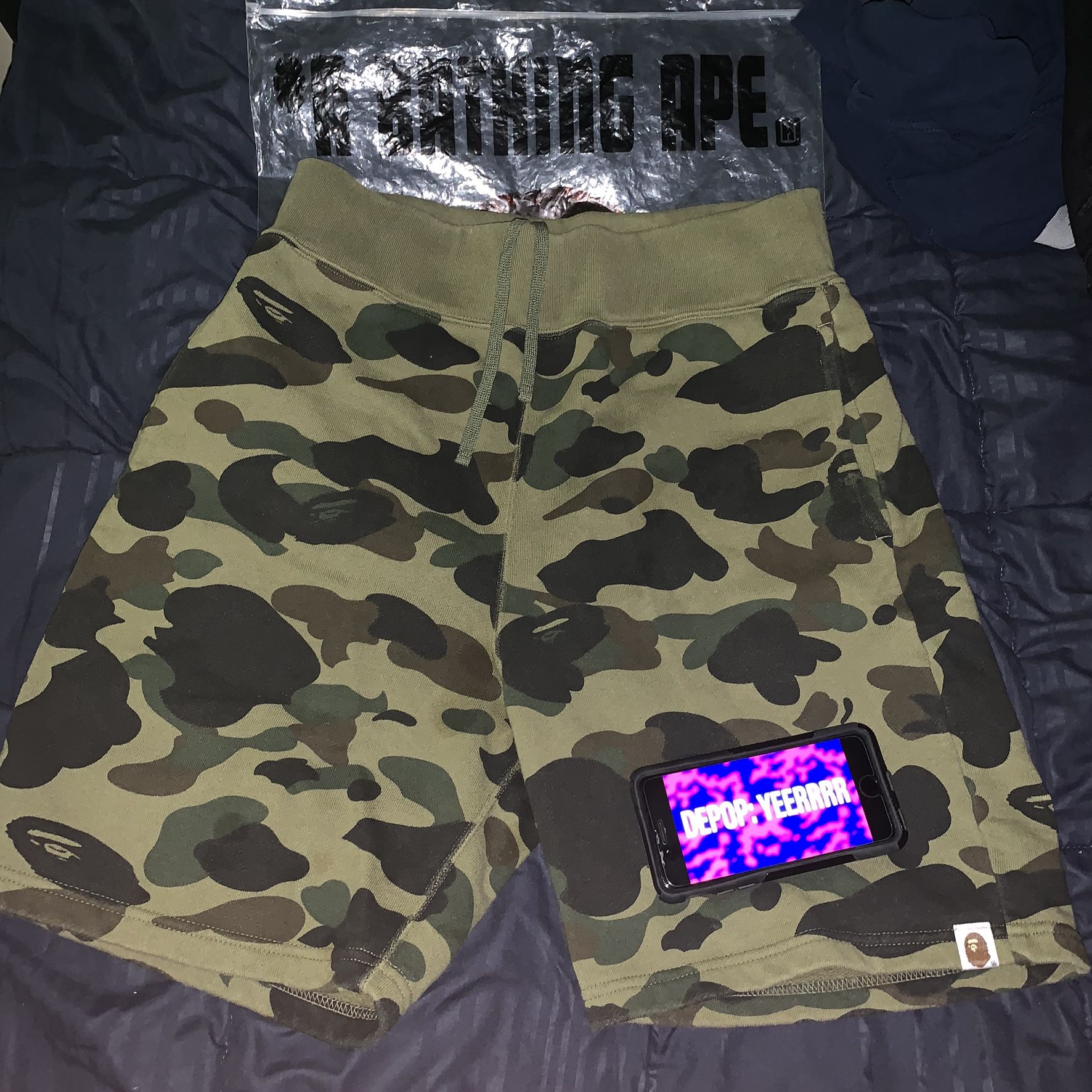 Bape Camo Shorts Green sweat sweatshorts A bathing ape 1st camouflage