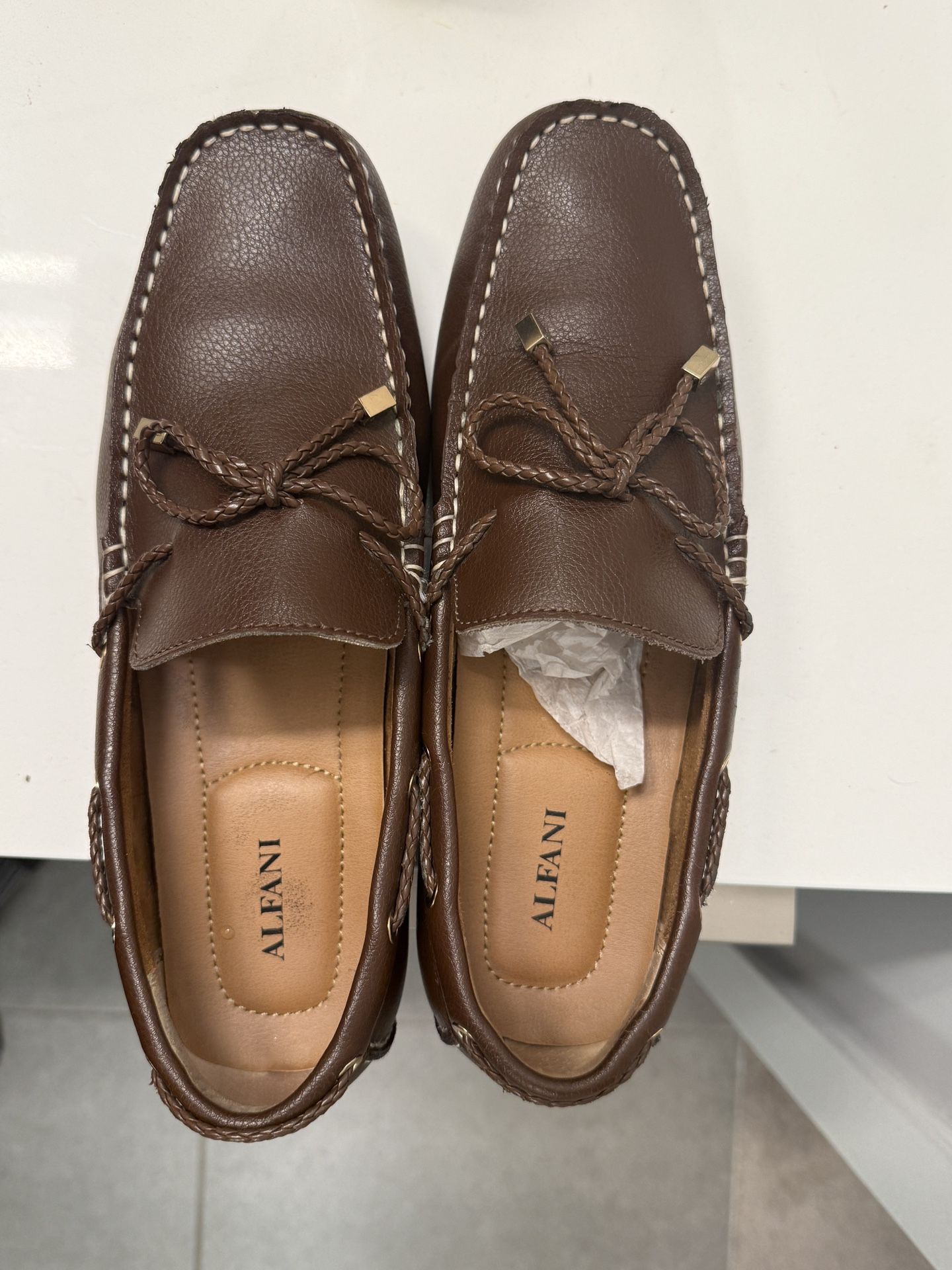 Size 10 Alfani Brown Leather Dress Shoes