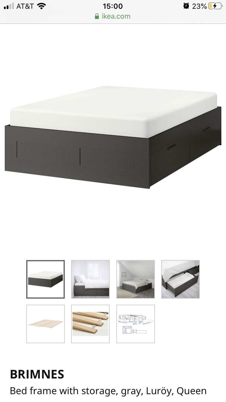 IKEA BRIMNES Queen bed frame with storage