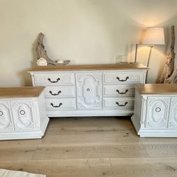  Bedroom Set With Triple Dresser And Two Night Stands. Custom Painted 