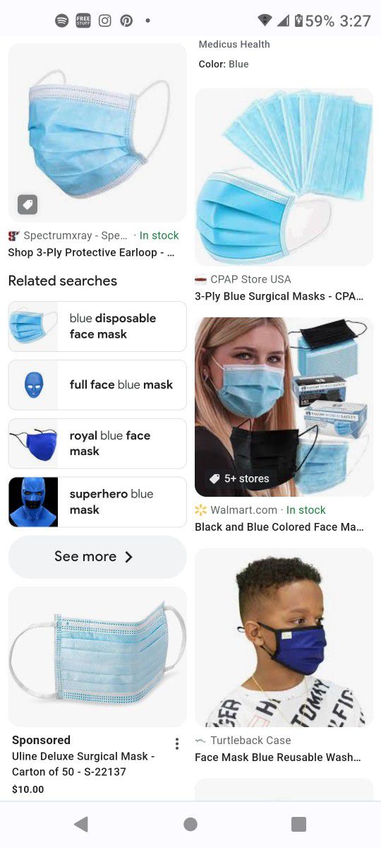 $45 For A CASE Of 2000 3 Ply Blue Face Masks Mask Disposable 