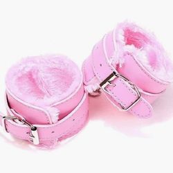 Fluffy Wrist Leather Handcuff Bracelet with Soft Plush Fur, Binding Cuff Bracelets Anklets with Detachable Leash Chain, Women Men