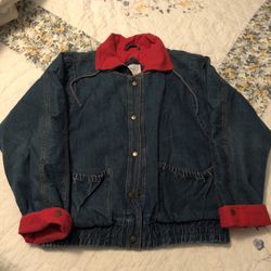 Sergio Valentine Blue Flannel Lined Denim Jean Jacket 
