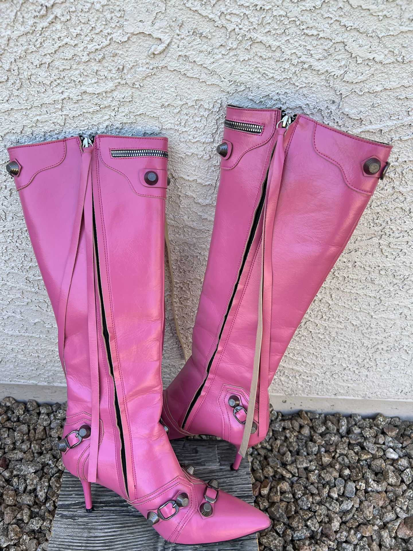 Pink Knee High Boots 