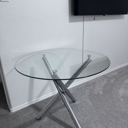 Glass Round Dining Table 