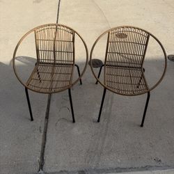 Set of 2 Boho Rattan Accent Chairs