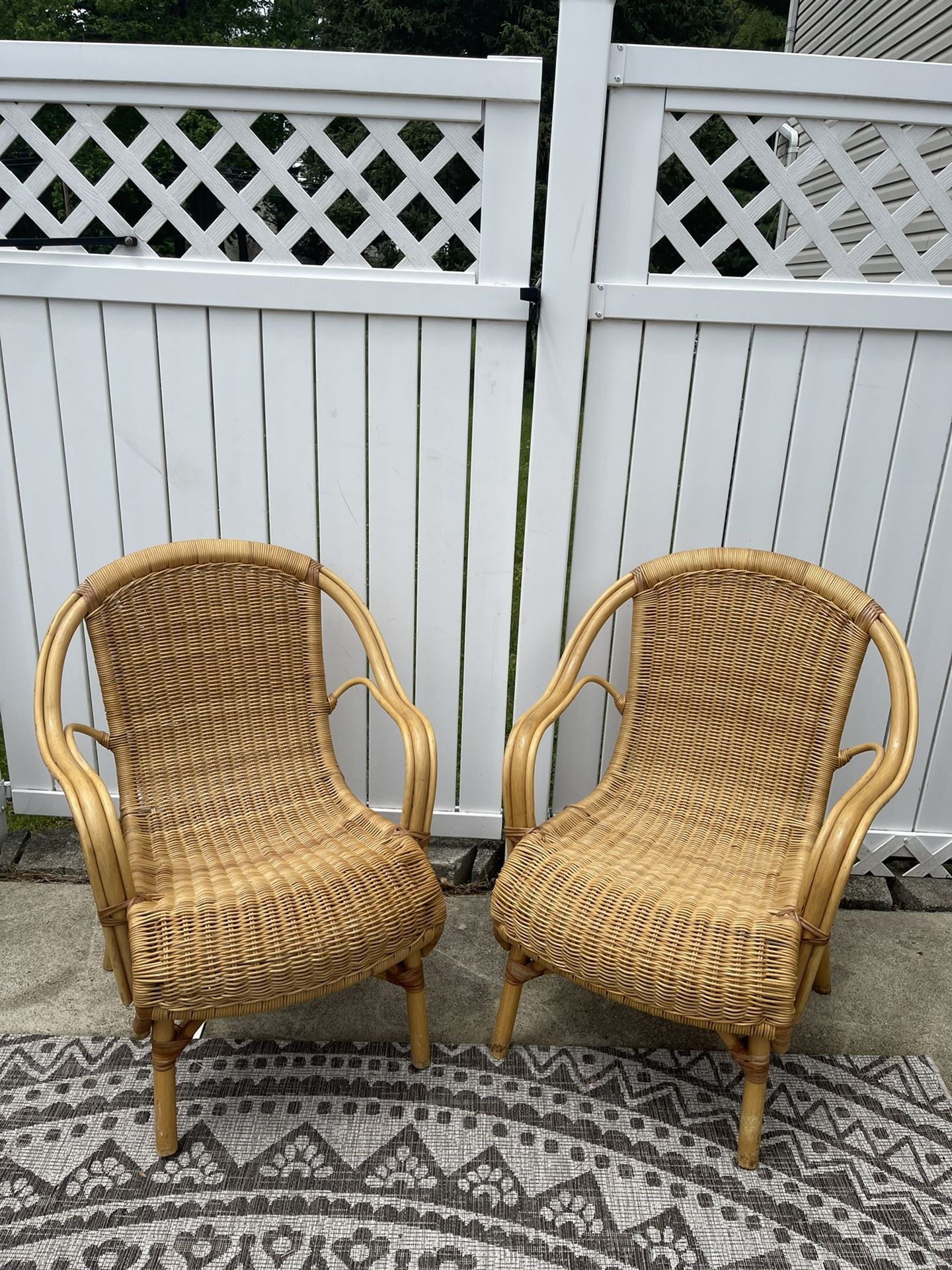 TWO VERY COMFORTABLE  WICKER CHAIRS 