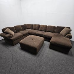 VERY COMFORTABLE Clean Brown Sofa Couch Sectional & Ottoman - Can Deliver!