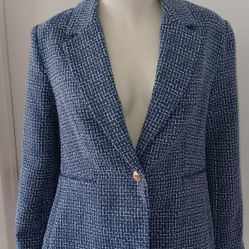 New Blue Boucle Women's Blazer Medium