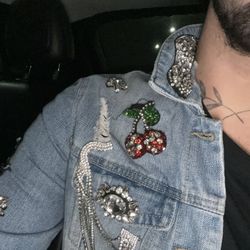 custom embroidered  denim jean jacket