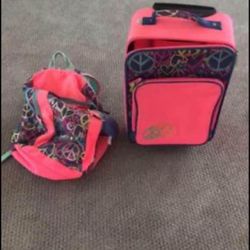 Peace Sign Back Pack And Matching Luggage For Girls 
