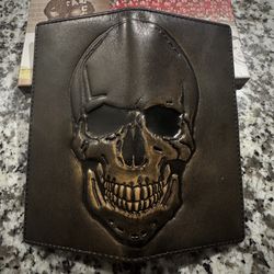 House of Jack Skull Head Wallet Brown Leather 