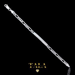 925 Sterling Silver Figaro Link ID Bracelet