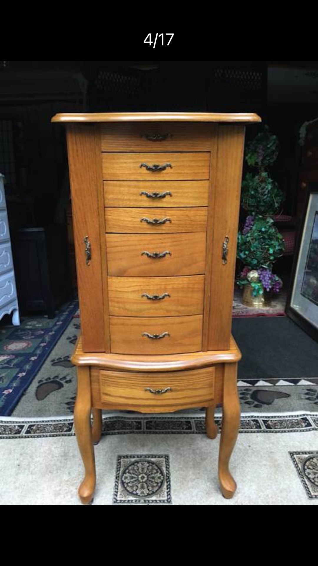 Jewelry Armoire w/Mirror - 8 Drawers, Velvet Linings (See Description)
