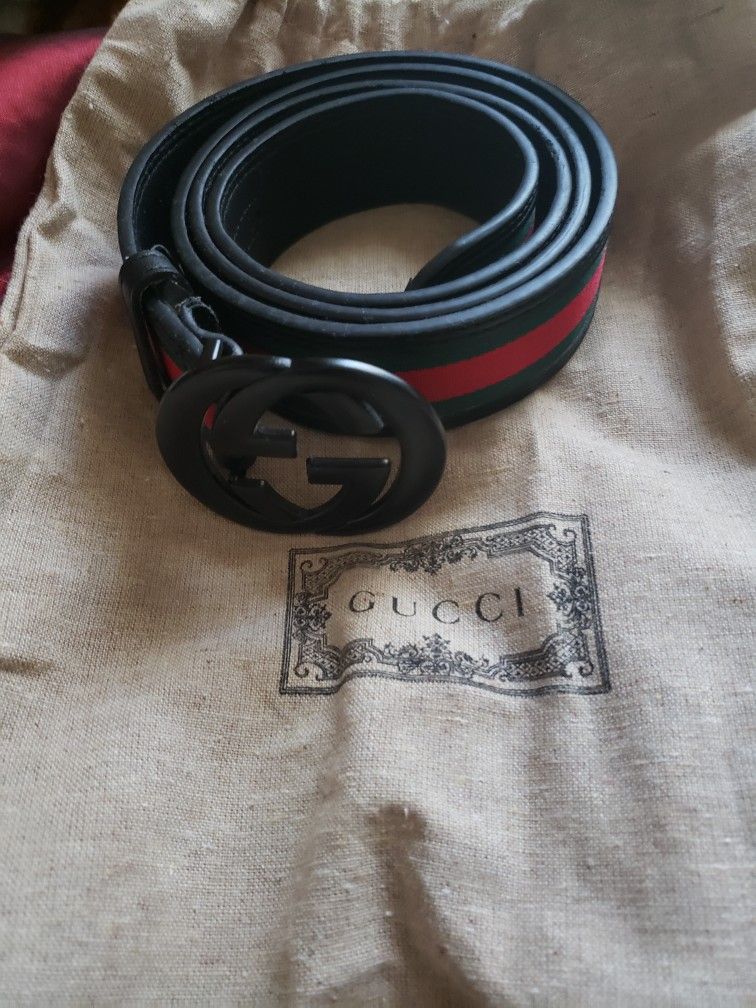 GUCCI MEN BELT GREEN & RED BLACK BUCKLE
