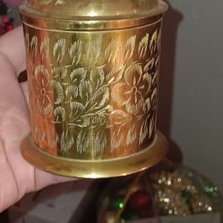 Solid Brass Canter With Lid And Mini Brass Grinder