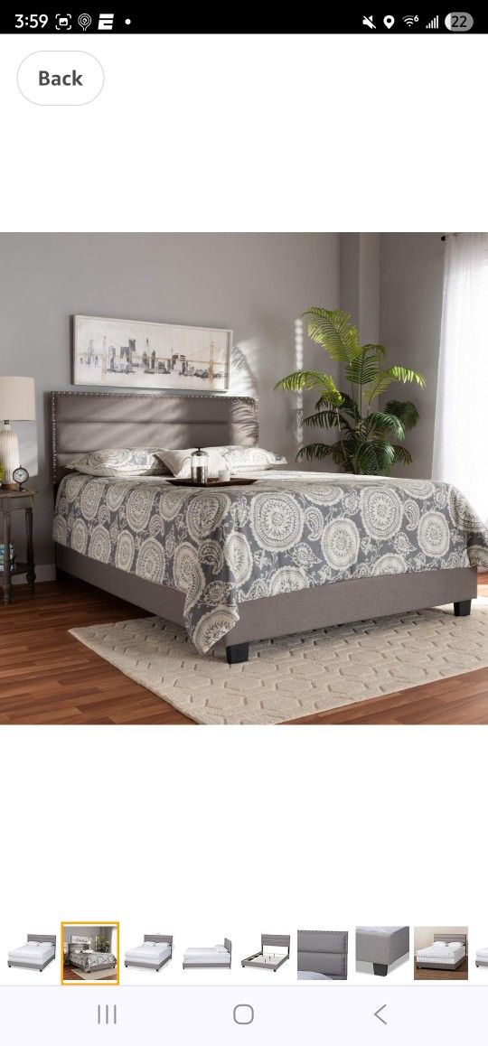 Baxton Studio Beds (Box Spring Required), Double, Grey/Queen