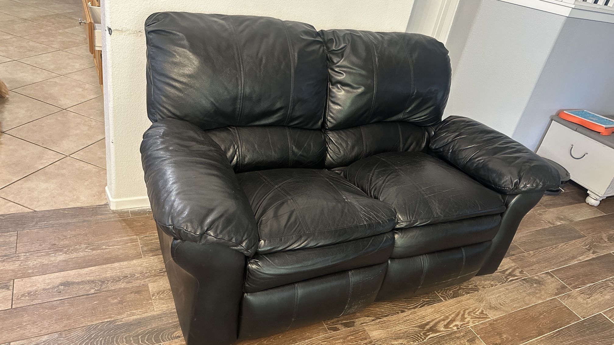 Black Leather Couch Loveseat 