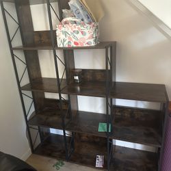 Wooden and Metal bookcase/utility Shelf