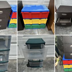 3 plastic Sterilite 3 -drawer storage container dresser $20 ea