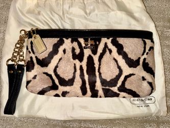 RARE Vintage Coach Madison Ocelot Calf Hair Wristlet Clutch – Excellent Condition