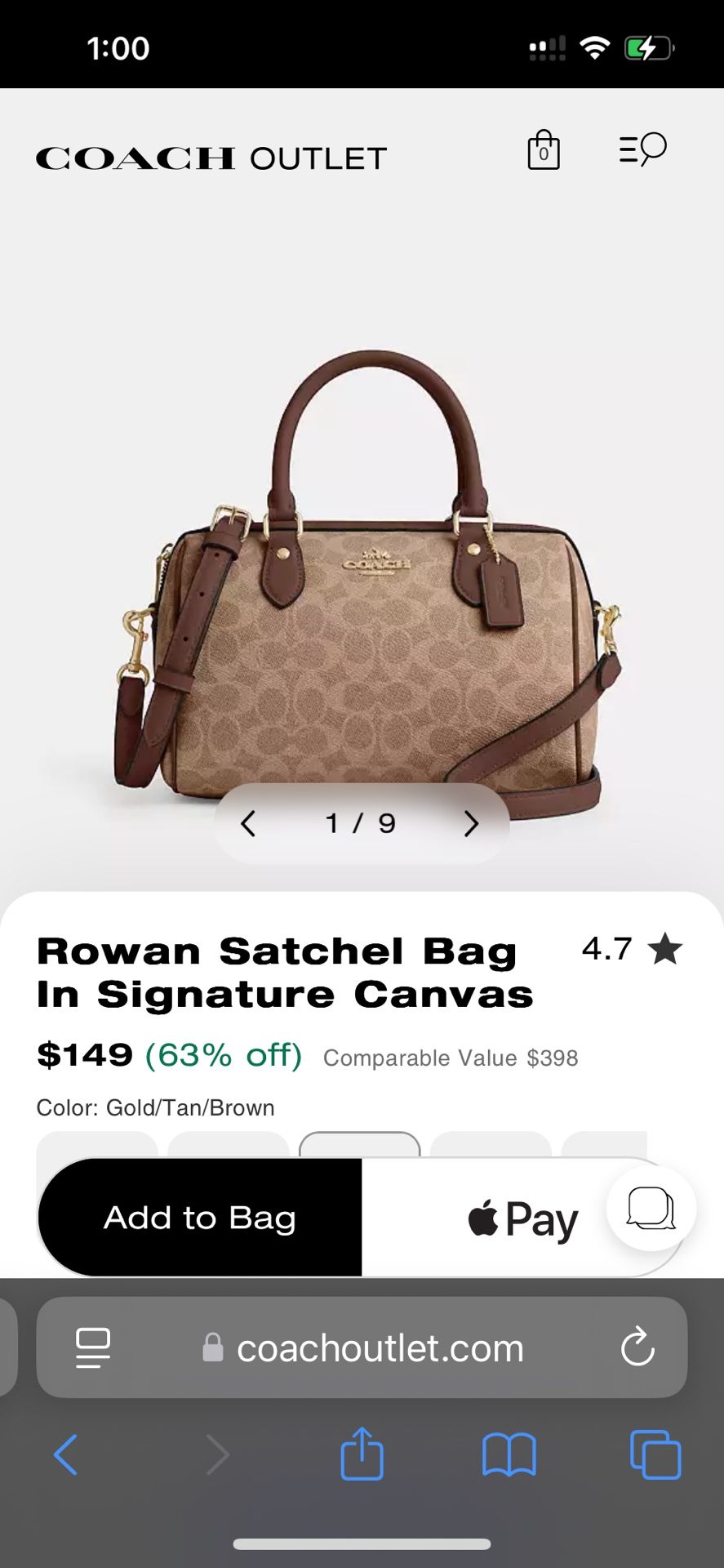Rowan Satchel Bag In Signature Canvas & Large Corner Zip Wristlet In Signature canvas