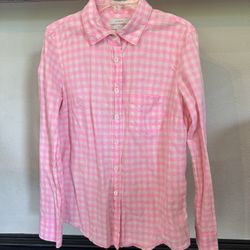J Crew Jcrew Ladies Women’s Long Sleeve Button Down Pink White Checked Gingham Shirt 0