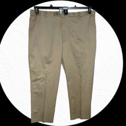 Roundtree & Yorke Tan Brown Flat Front Comfort Ultimate Expander Waist Slacks Men 46x29