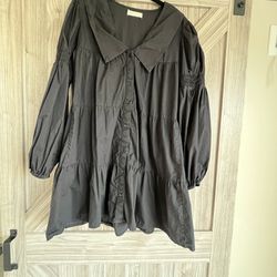 BLACK STR SHIRT DRESS