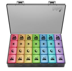 Extra Large Weekly Pill Organizer 4 Times A Day, Fullicon XXL Large Pill Box, 7 Day Medicine Organizer, Black Pill Case For Vitamin/Fish Oil/Supplemen