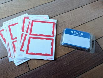 Adhesive sticky name tags badges