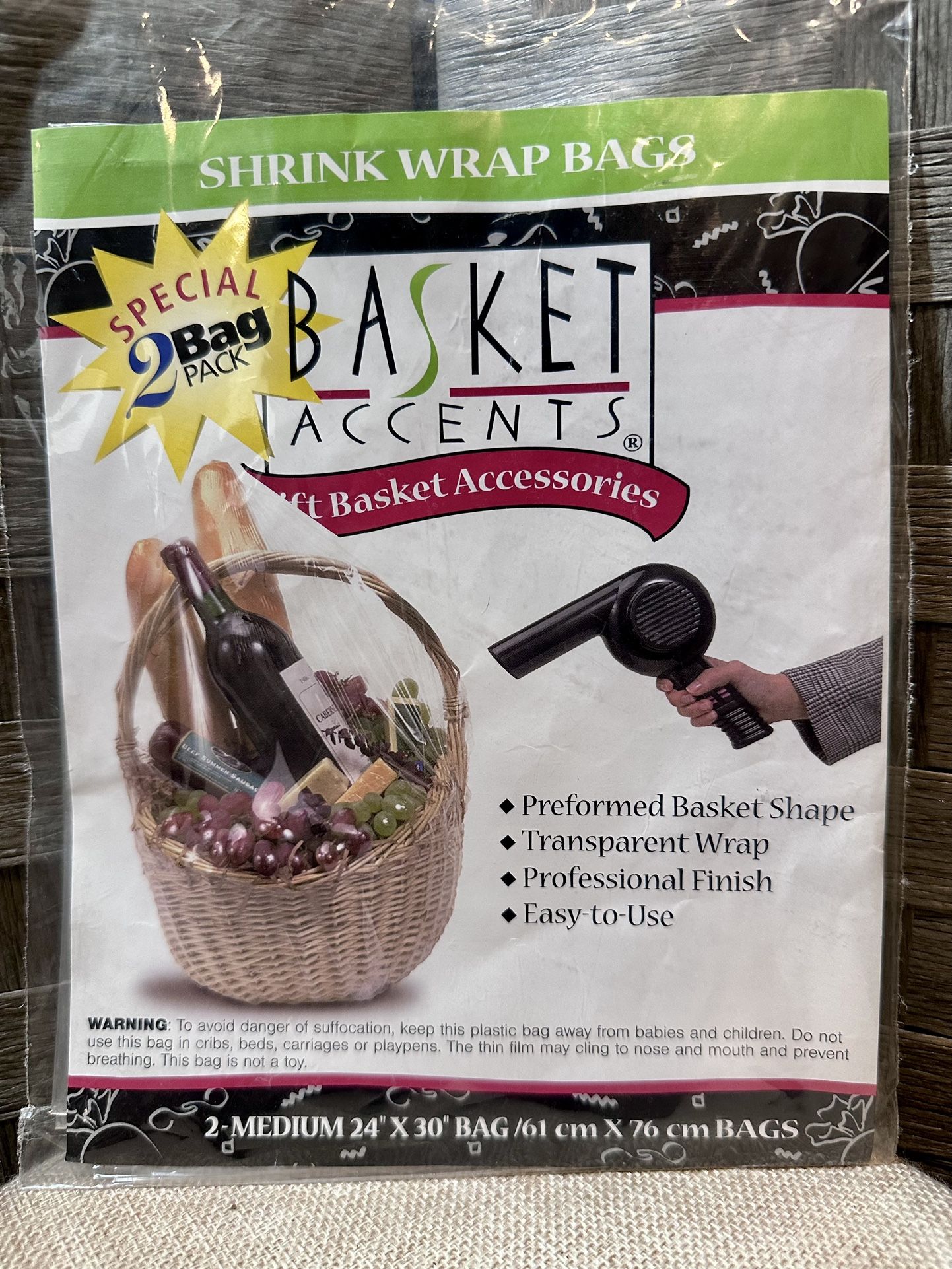 Basket Accents Shrink Wrap Bags