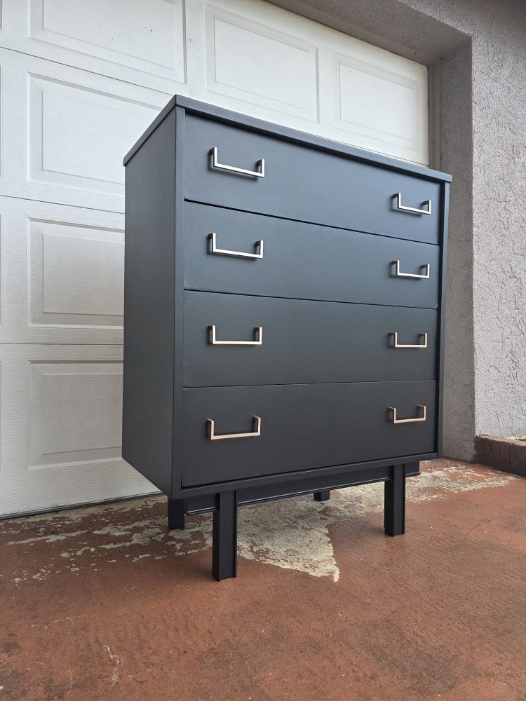 MCM Mid Century Modern Tall 4 Drawer Dresser Freshly Refinished