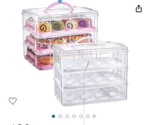 Bokon 2 cupcake stands, 6 levels for cupcakes, capacity for 72 cupcakes or 6 large cakes, plastic cupcake stand with lid and handle, reusable portable