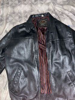 Red diamond black leather jacket
