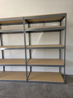 5 Tier Shelving 48 in W x 24 in D American Made Used Heavy Duty Steel Boltless Storage Racks Delivery Available