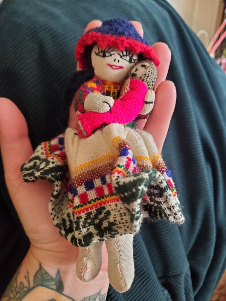 Handmade Peruvian Folk Art Doll With Baby