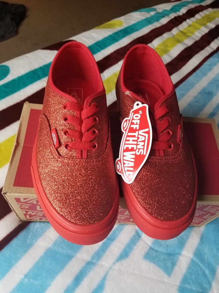 Red glitter vans size 3.0 in kids new
