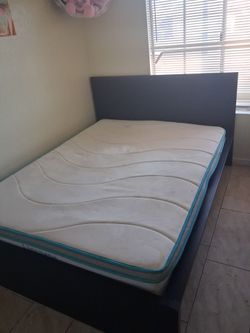 Bed frame and mattress with dresser