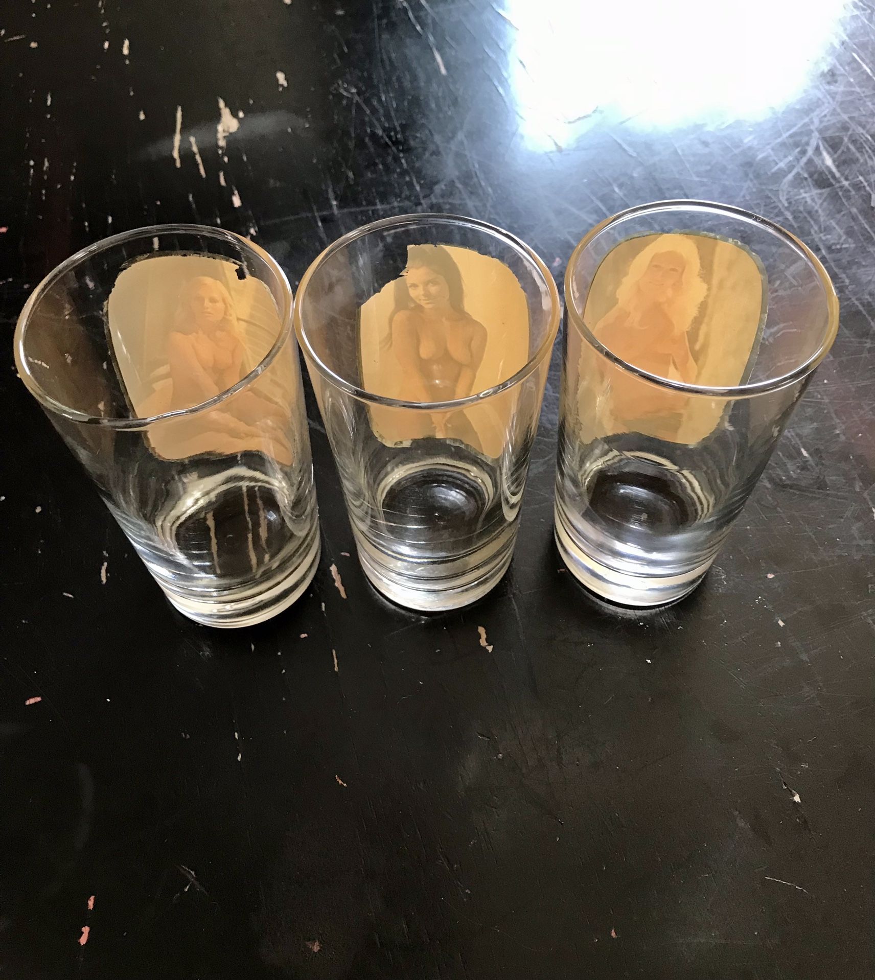 1970 Rare Vintage Highball Glassware With All Natural Real Beautiful Women.