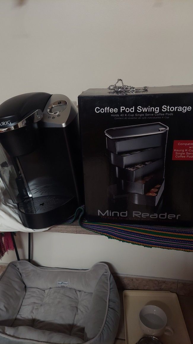 KEURIG SINGLE CUP WITH TIMER LIMITED EDITION  AND COFFEE POD SWING STORAGE