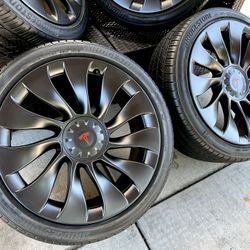 20’ Inch Tesla Model Y Rims Uberturbine “OEM” Wheels Bridgestone Potenza Tires 5x114 Bolt
