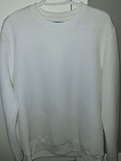 White Textured Crewneck Sweater