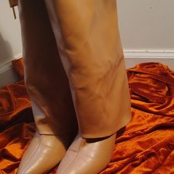 Tan Knee High Wedge Boots