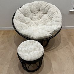 Pottery Barn Papasan Chair and Footstool