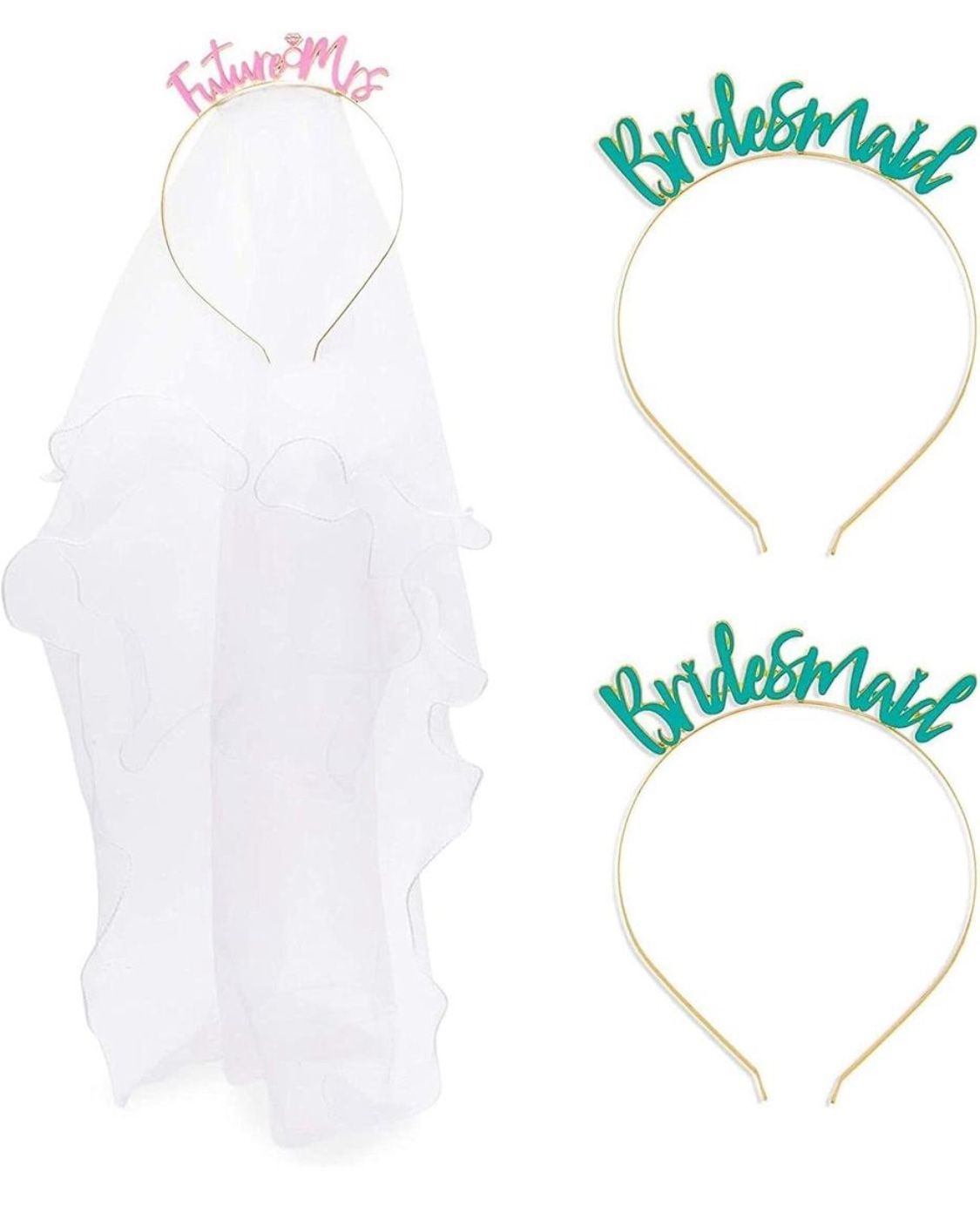 Sparkle and Bash Future Mrs and Bridesmaid Headbands, Bachelorette Accessories for Bridal Party (3 Pack)