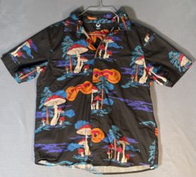 Neff Psychedelic Mushroom Button Down Shirt Men's Small Trippy Festival Top
