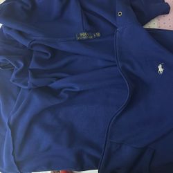 Blue Vintage Polo Zip Up Hoodie
